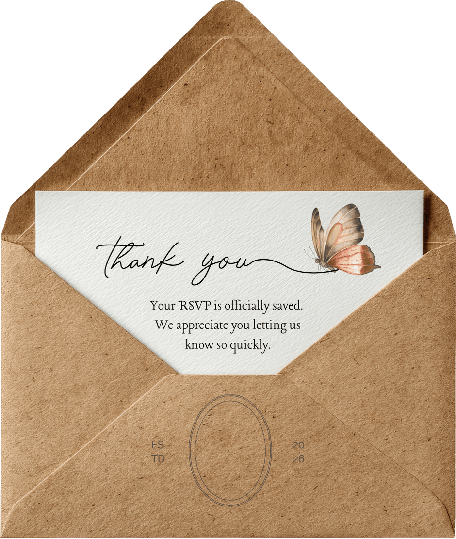 Thank you. Your RSVP is officially saved. We appreciate you letting us know so quickly.